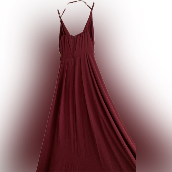 Windsor long surplice maroon burgandy formal prom maxi dress sheer overlay small - Picture 6 of 6